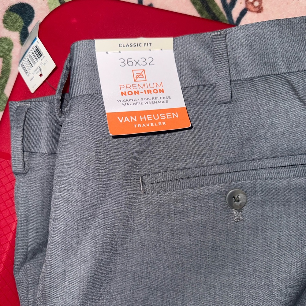 Van Heusen Light Gray Traveler Classic Fit Dress Pants